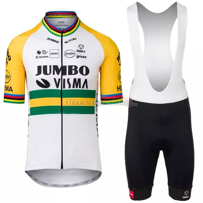 Abbigliamento Ciclismo Jumbo Visma Manica Corta 2022 Giallo Verde